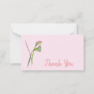 Thank You modern lotus flower watercolor art Card