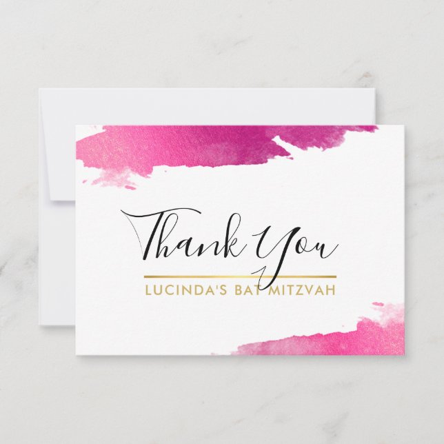 THANK YOU modern luxe gilded gold pink black Card (Front)