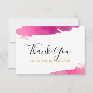 THANK YOU modern luxe gilded gold pink black Card