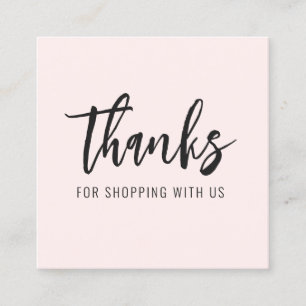 Thank You Modern Minimal Pink Square Business Card