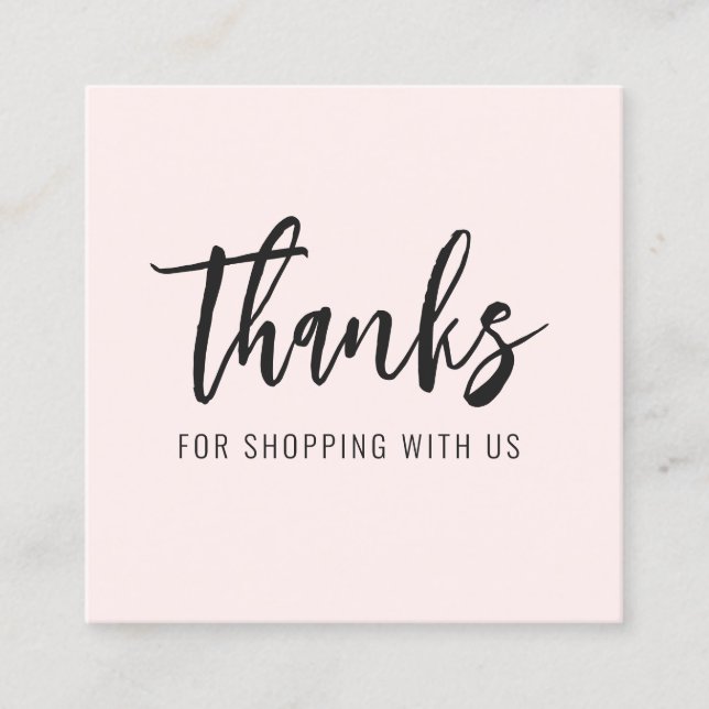 Thank You Modern Minimal Pink Square Business Card (Front)