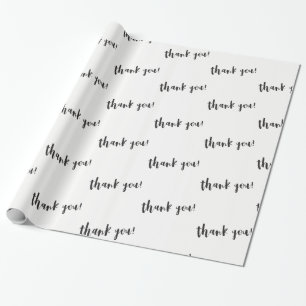 THANK YOU MODERN MINIMAL stylish chic black white Wrapping Paper