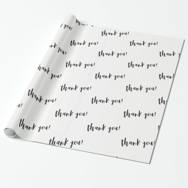 THANK YOU MODERN MINIMAL stylish chic black white Wrapping Paper (Unrolled)