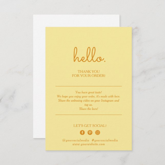 Thank You Modern Pastel Yellow Business Card (Front/Back)