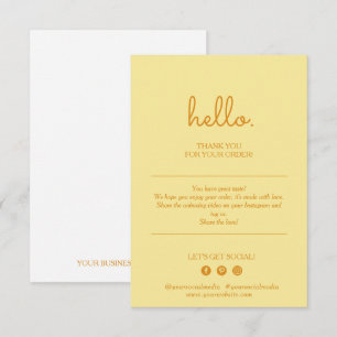 Thank You Modern Pastel Yellow Business Card