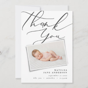 Thank you modern photo birth announcement