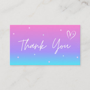 Thank You Modern Pink Purple Blue Ombre Gradient   Business Card