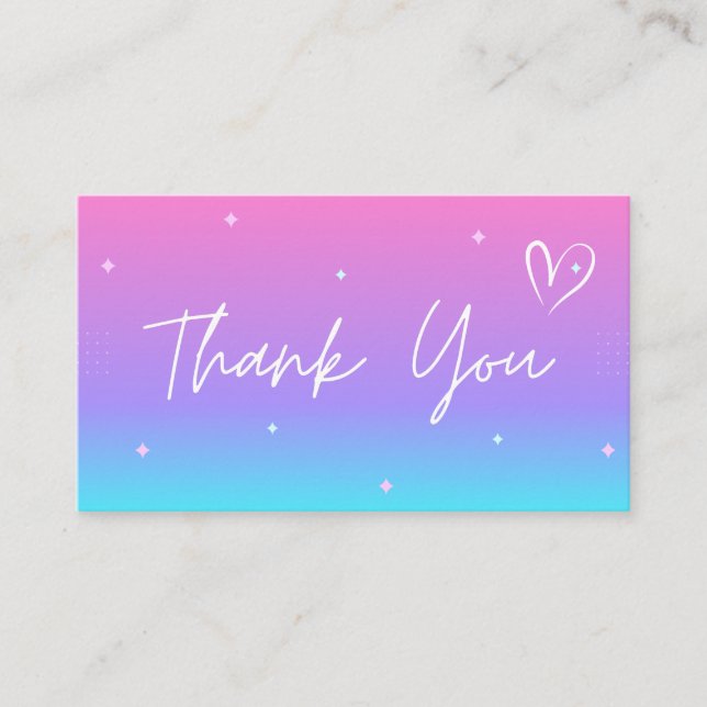 Thank You Modern Pink Purple Blue Ombre Gradient   Business Card (Front)