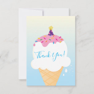 THANK YOU modern retro ice cream cone party blue