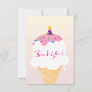 THANK YOU modern retro ice cream cone party pink