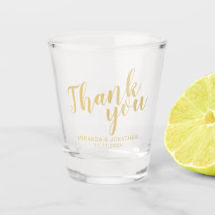 'Thank You' Modern Script Gold Wedding Favour Shot Glass