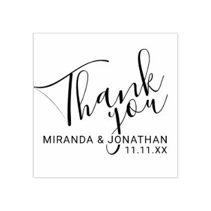 'Thank You' Modern Script Wedding Favour Rubber Stamp