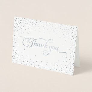 Thank You Modern Silver Foil Confetti Dots Card