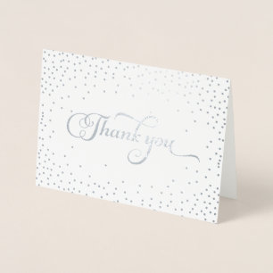 Thank You Modern Silver Foil Confetti Dots Foil Card