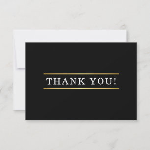 THANK YOU modern simple black white gold detail Card