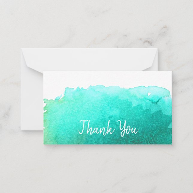 Thank You modern simple blue watercolor art Card (Front)