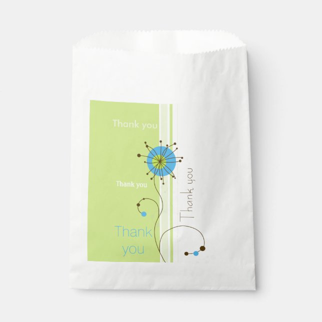 Thank You Modern Simple Flower Green Favour Bags (Front)