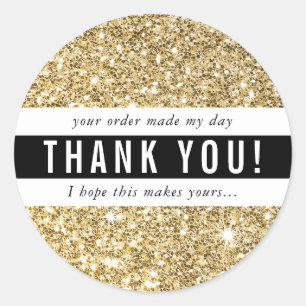 THANK YOU modern simple glam luxe gold glitter Classic Round Sticker