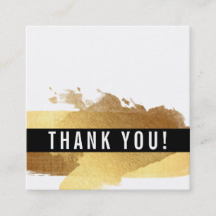 THANK YOU modern simple glam luxe gold glitter Square Business Card