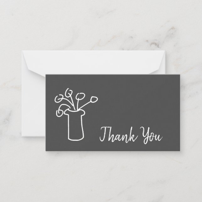 Thank You modern simple grey and white art Card (Front)