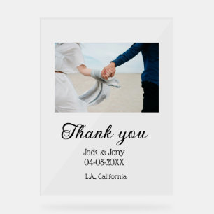 Thank you modern simple wedding couple name messag acrylic sign