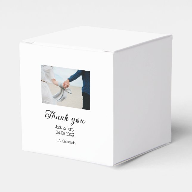 Thank you modern simple wedding couple name messag favour box (Front Side)