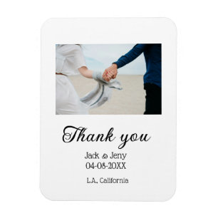 Thank you modern simple wedding couple name messag magnet