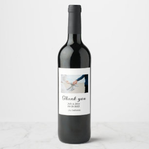 Thank you modern simple wedding couple name messag wine label