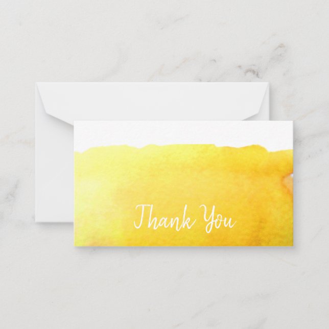 Thank You modern simple yellow watercolor art Card (Front)