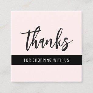 Thank You Modern Stripe Pink Square Business Card