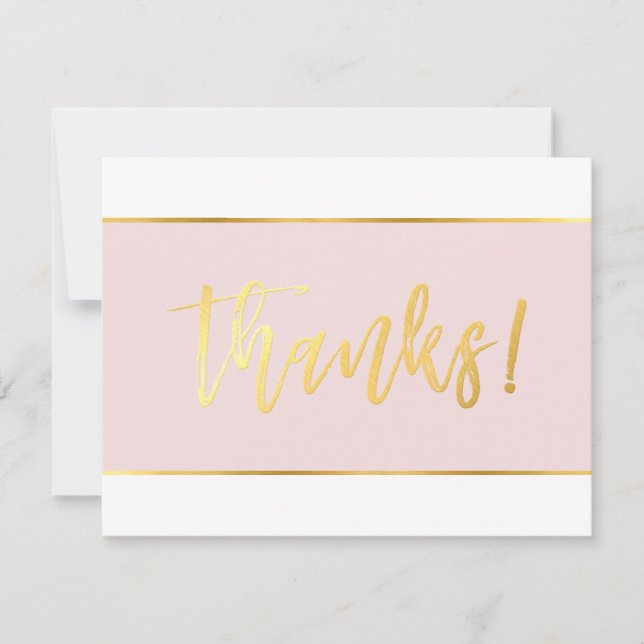 THANK YOU modern stylish blush pink gold writing Card (Front)