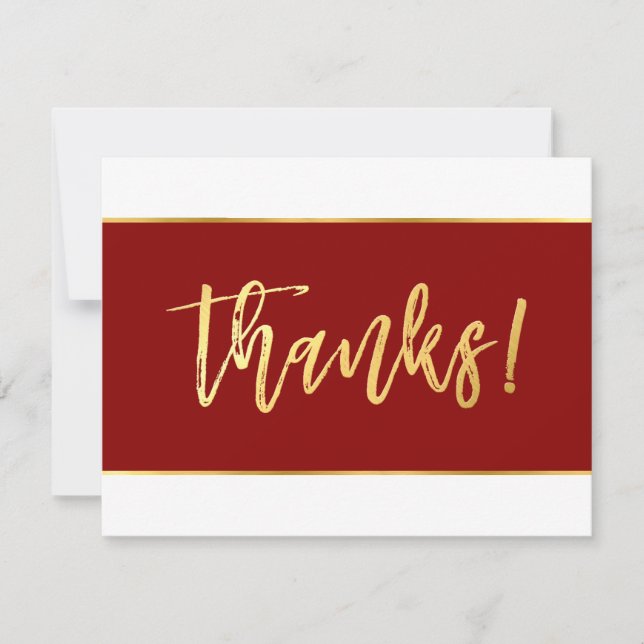 THANK YOU modern stylish burgundy red gold writing (Front)