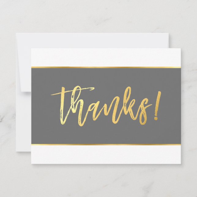 THANK YOU modern stylish grey grey gold writing Card (Front)