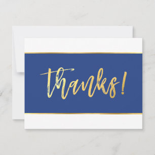 THANK YOU modern stylish royal blue gold writing Card