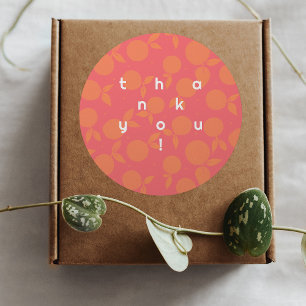 Thank you modern tangerine pattern classic round sticker