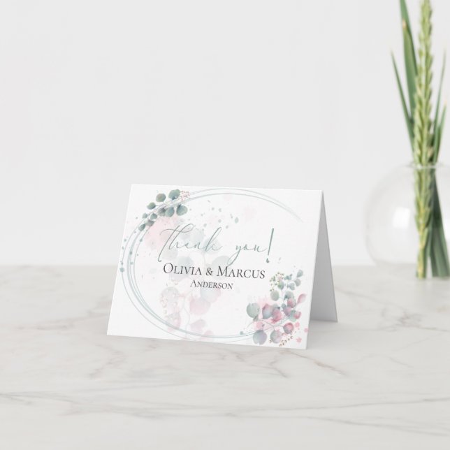 Thank You | Modern Watercolor Eucalyptus Foliage (Front)