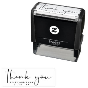 Thank You   Modern Wedding Couple Self-inking Stamp