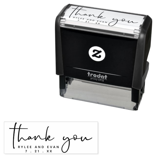 Thank You | Modern Wedding Couple Self-inking Stamp (In Situ)