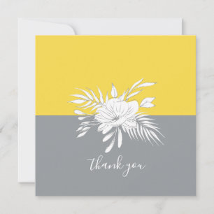 Thank You Modern White Floral on Colorblock Card