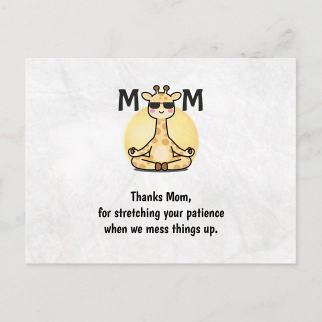 Thank You Mom Cute Giraffe Yoga Mother's Day Card (Front)