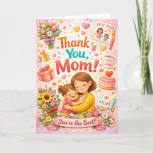 Thank You Mom Cute Illustrated Mother’s Day Card