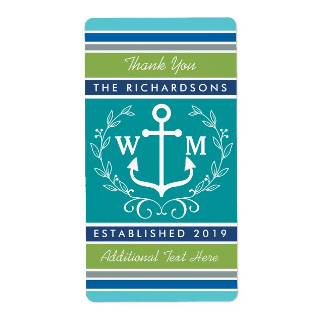 Thank You Monogram Anchor Laurel Wreath Stripes (Front)