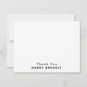 Thank You Monogram Name White Flat Note Card