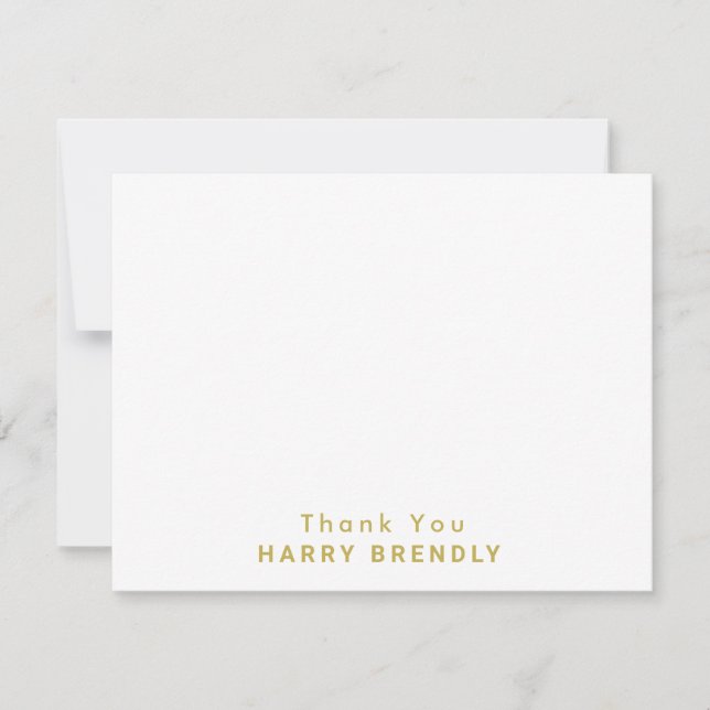 Thank You Monogram Name White Flat Note Card (Front)