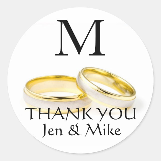 Thank You Monogram Names Wedding Favour Stickers (Front)