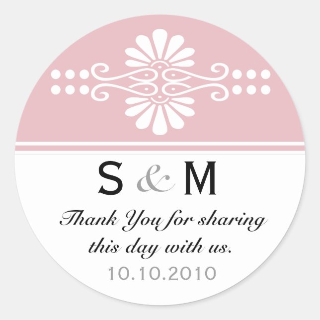 Thank You Monogram Wedding Favour Labels (Front)