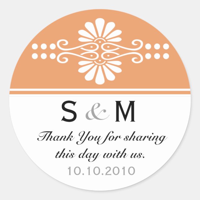 Thank You Monogram Wedding Favour Labels (Front)