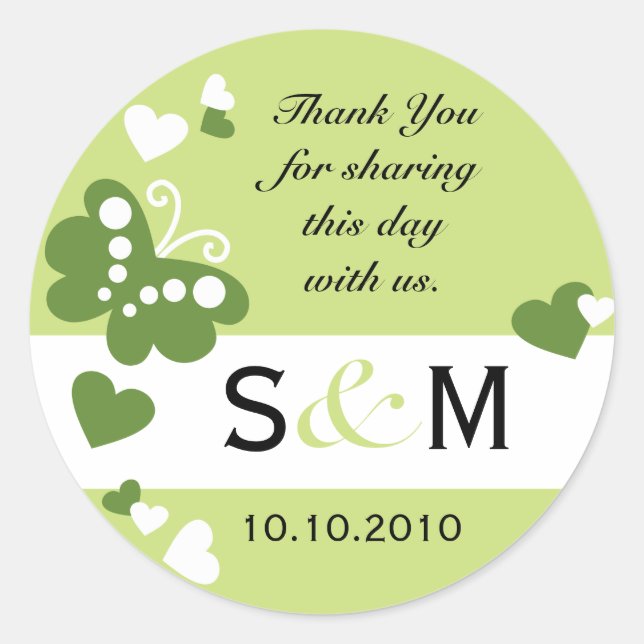 Thank You Monogram Wedding Favour Labels (Front)