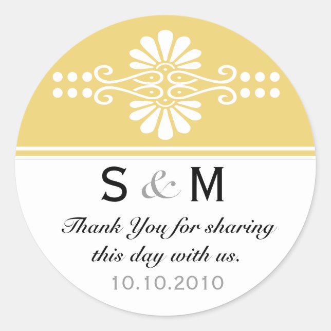Thank You Monogram Wedding Favour Labels (Front)