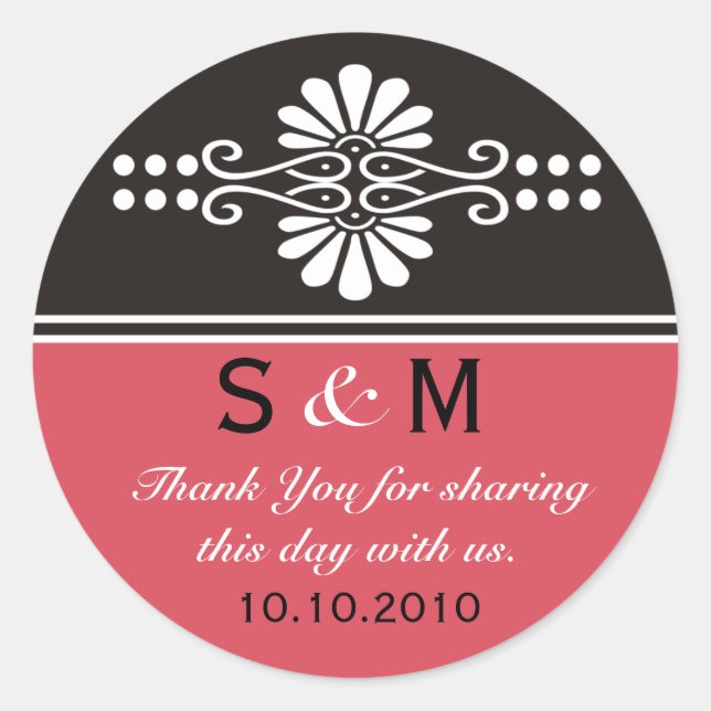 Thank You Monogram Wedding Favour Labels (Front)